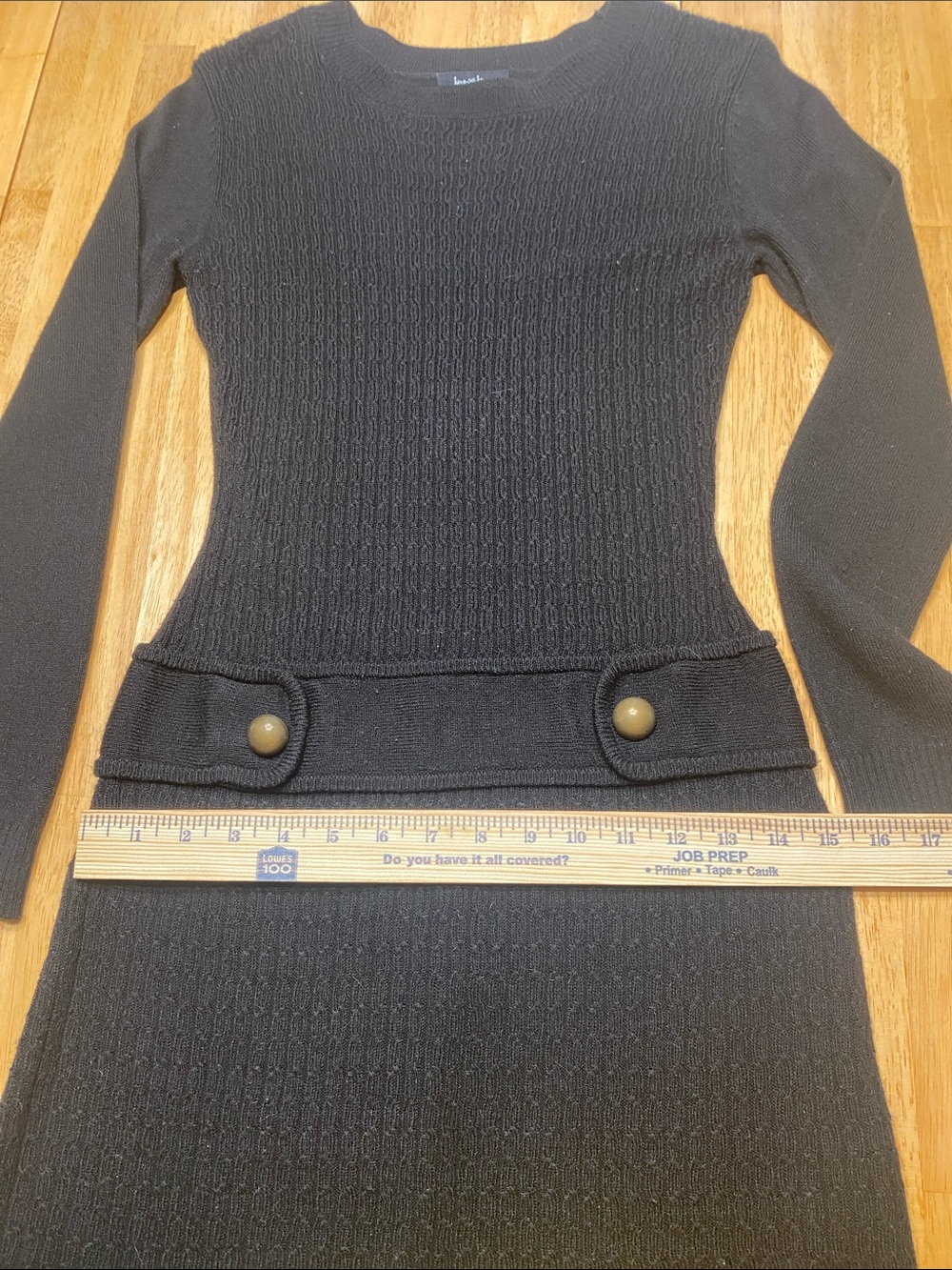 Black Long Sleeve Sweater Dress 🖤 y2k Dark Academia Gothic Size Small - Picture 8 of 8